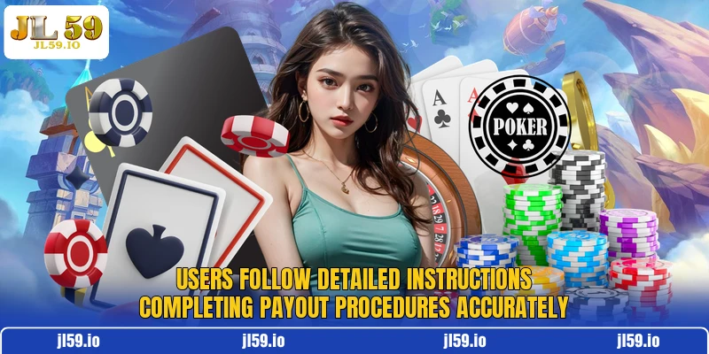 Users follow detailed instructions completing payout procedures accurately